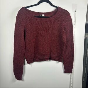 H&M Divided Burgundy Cropped Wool Blend Knit Sweater Top Women’s 4